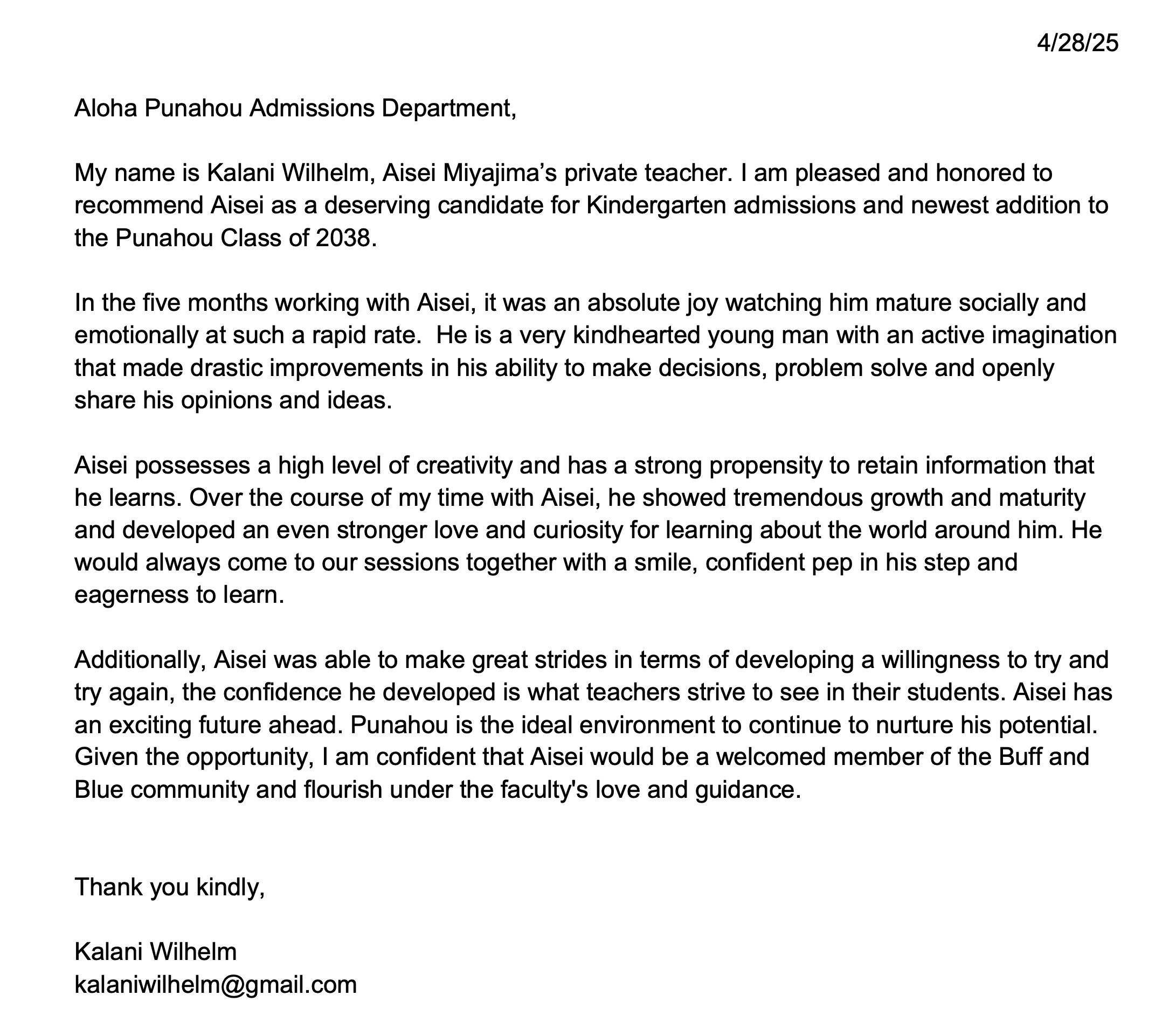Recommendation Letter 2